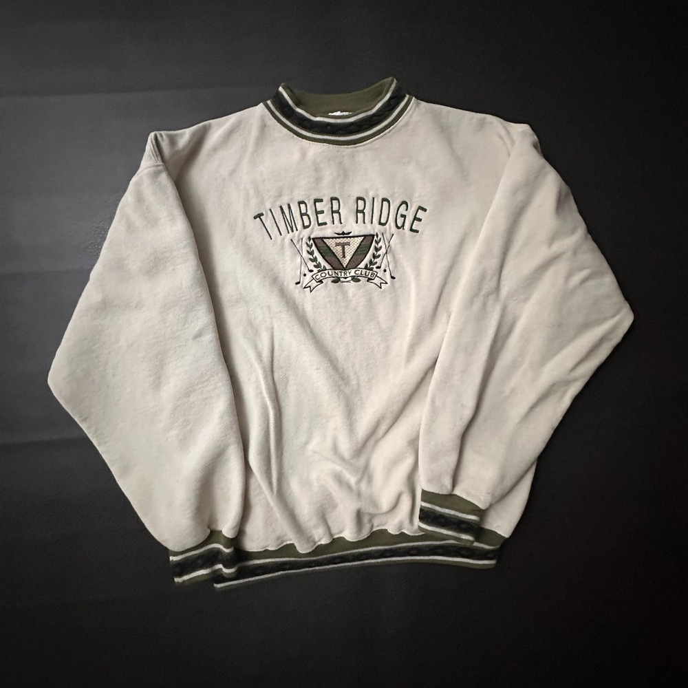Vintage Golf Sweatshirt Mens Medium Ivory Country Club Made in USA Timber Ridge